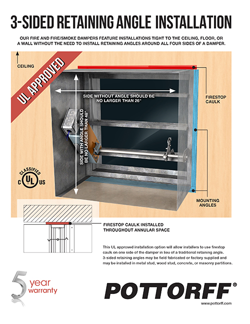 Labor saving UL approved 3-sided Retaining angle installation